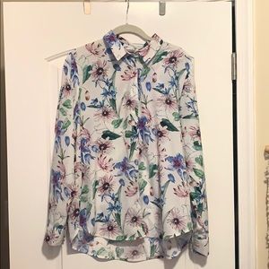 Silk floral button down